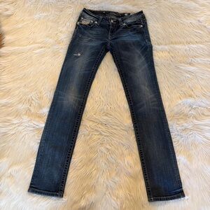 Miss Me Jp5002sk-42 Skinny Size 29 Flap Pockets Bling Embroidery 33” Inseam